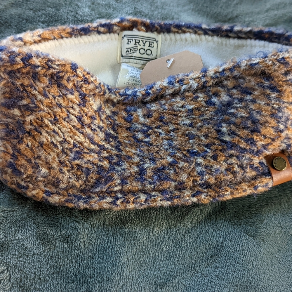 NWT FRYE AND CO deep indigo space dyed cream/comfy interior warm ear muff